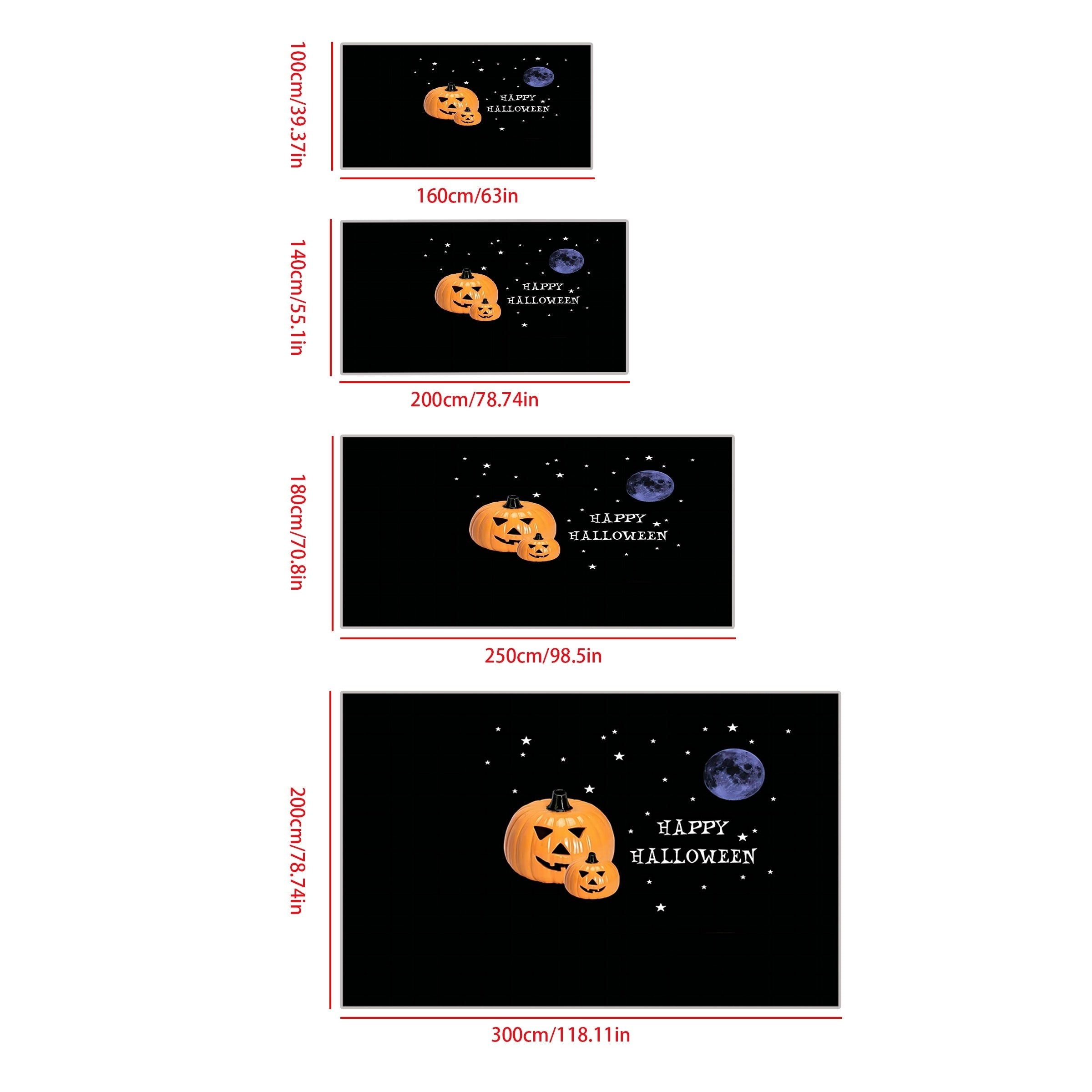 Pumpkin Pattern Carpet Halloween Gothic Floor Rug Machine Washable Anti Stains