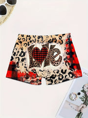  Sexy Shorts Women's Plaid & Leopard Print High Rise Stretch Shorts
