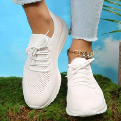 Women's Breathable Knit Sneakers Lightweight Lace Up Shoes