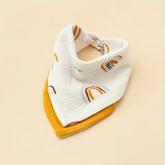 2pcs Baby Cotton Gauze Feeding Bibs 6-12 Months Multicolor Triangle Scarf