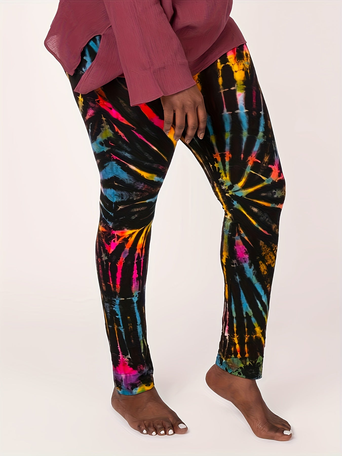 Colorblock Tie Dye Stretch Leggings