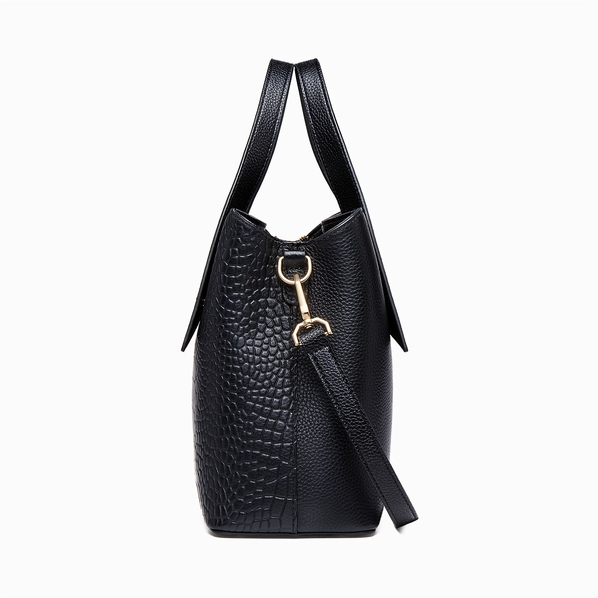 Crocodile Embossed Handbag Double Handle Purse Shoulder Bag