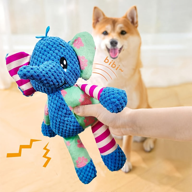 Cute Elephant Plush Toy Durable Soft Squeaky Stuffed Animal