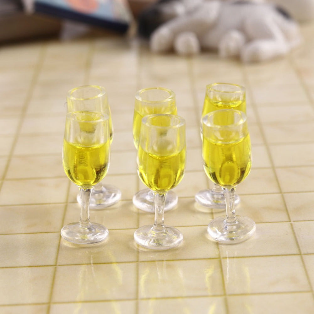 5pcs 1:12 Scale Cocktail Glasses Yellow Plastic Dollhouse Accessories