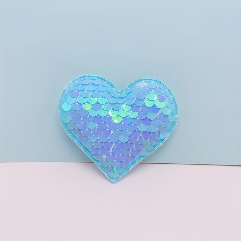 Sequins Heart Shaped Cloth Stickers for Baby Girls