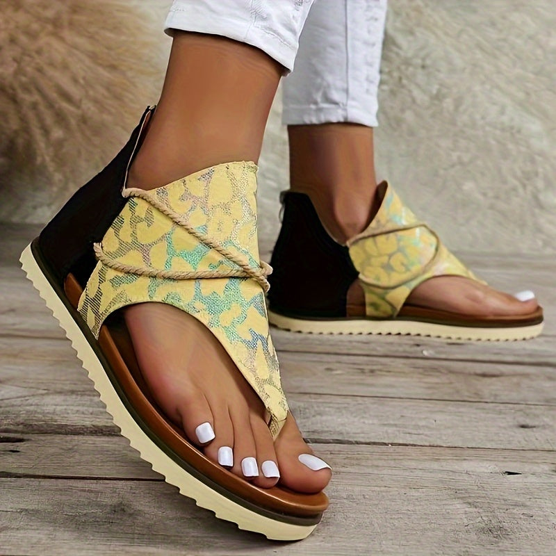 Leopard Print Outdoor Platform Sandals Soft Non-slip Sole