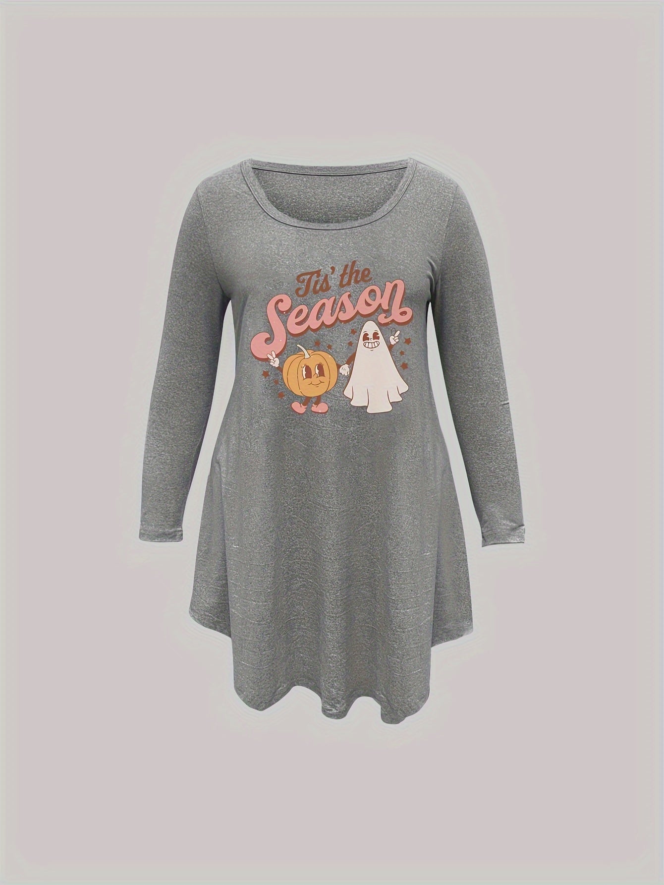  Halloween Nightdress Pumpkin Ghost Print Long Sleeve Sleep D