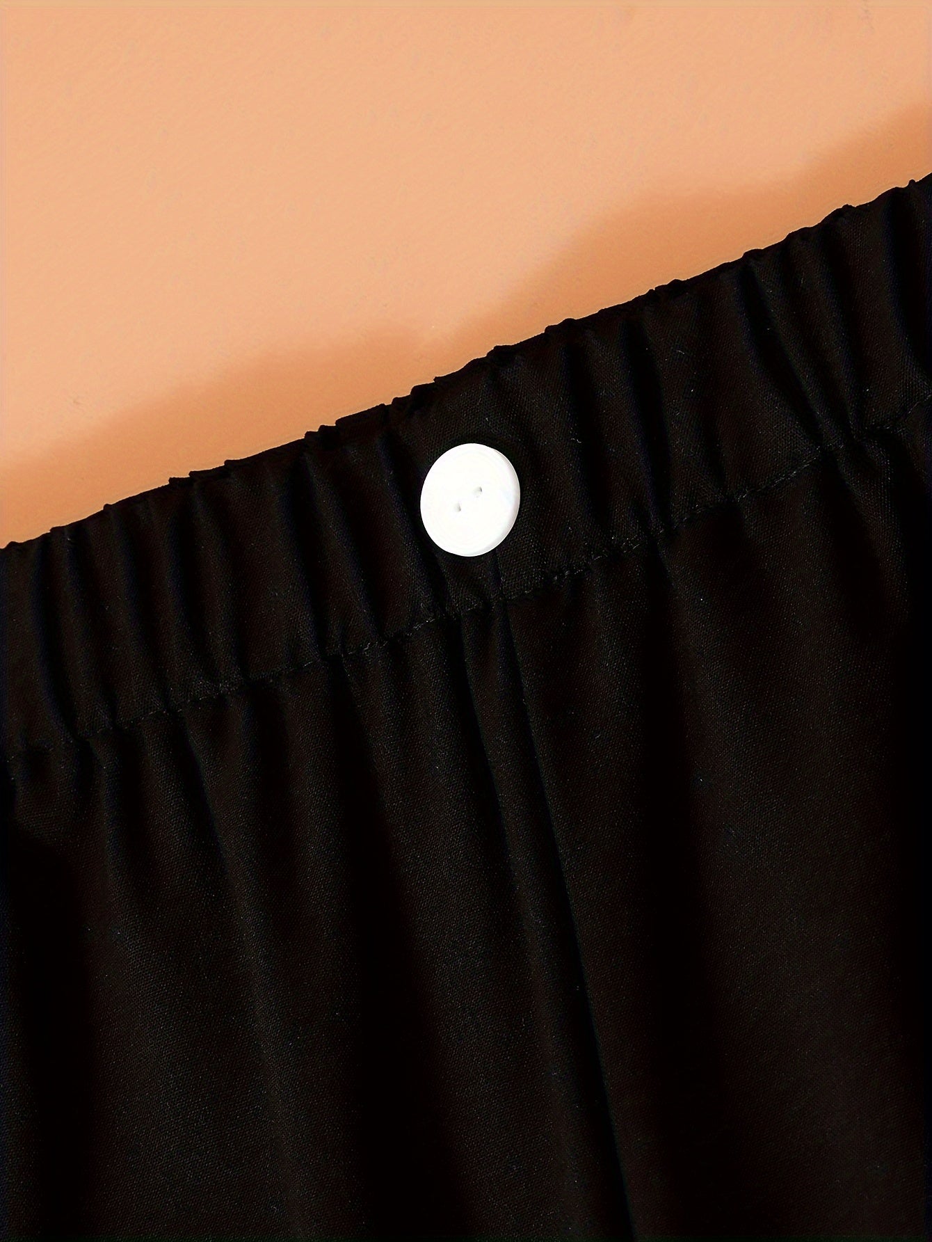  Wide Leg Trousers High Rise Elastic Button Detail