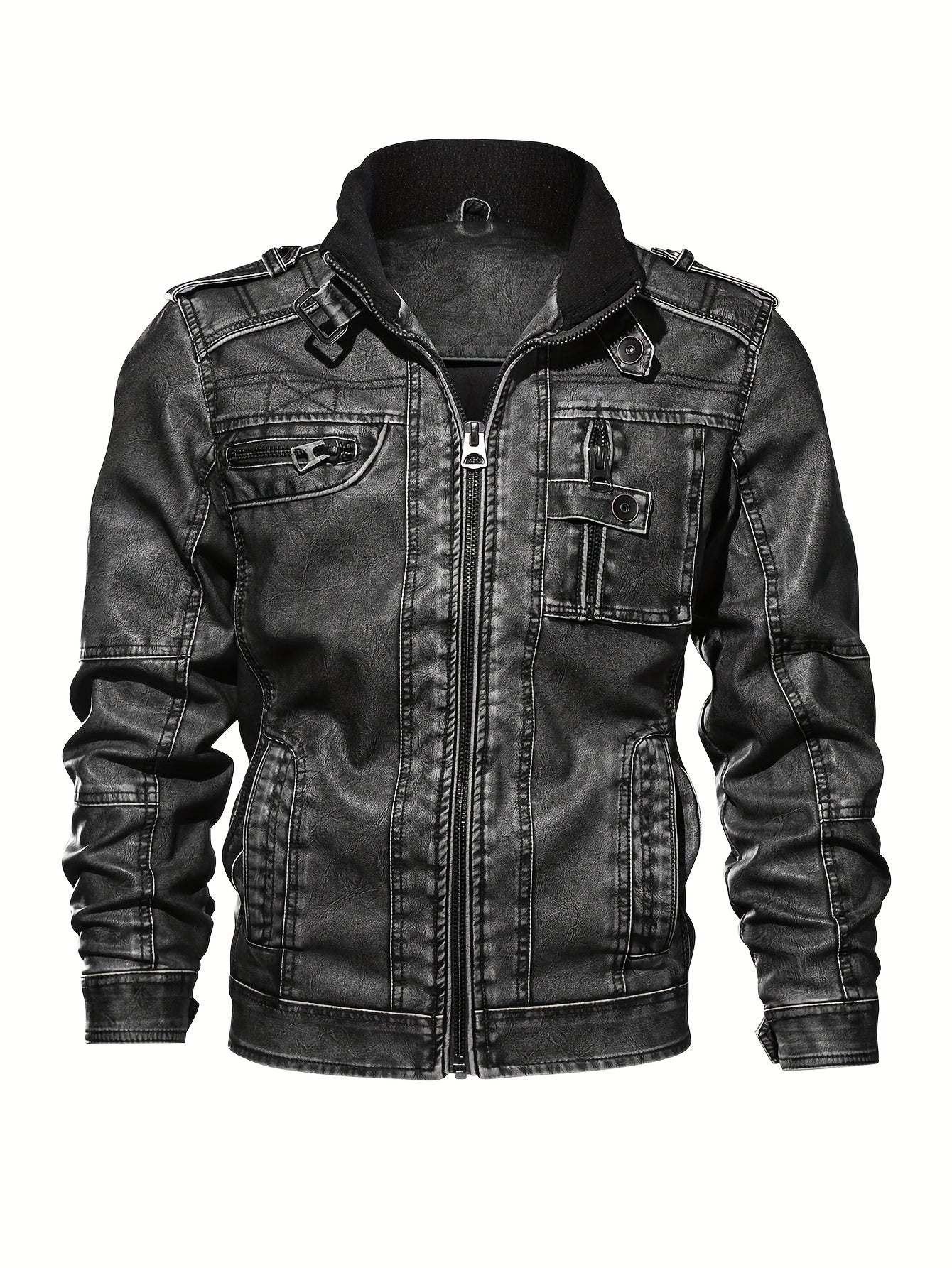 Men's Casual Vintage Style PU Leather Jacket