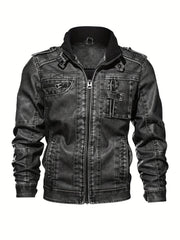 Men's Casual Vintage Style PU Leather Jacket