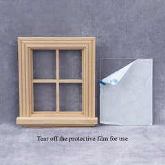 1:12 Scale Unfinished Wooden Dollhouse Window Frame - DIY Furniture Accessory