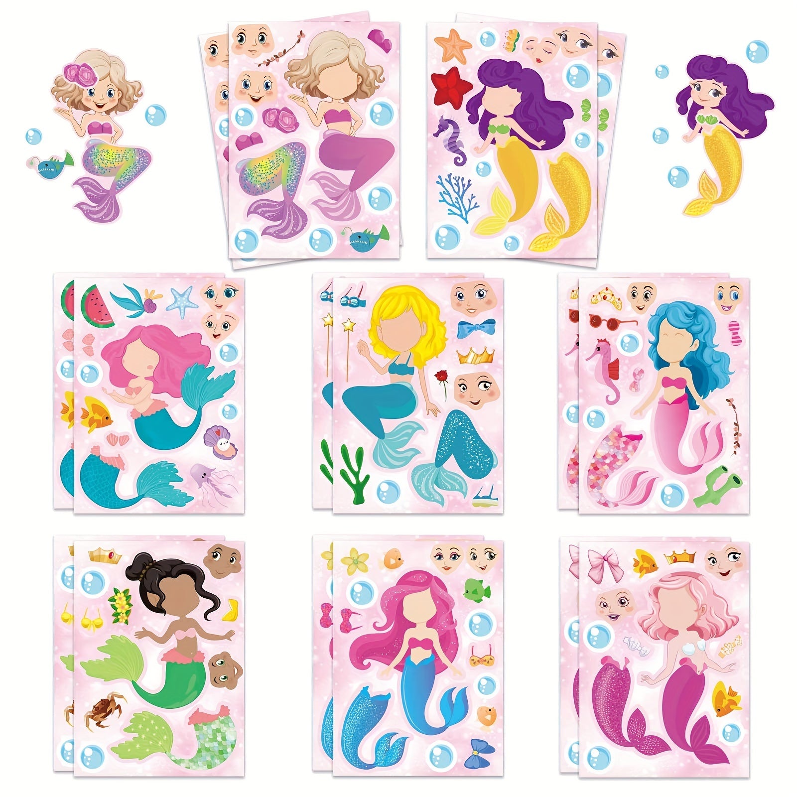 16 Mermaid Stickers for Party Favors Classroom