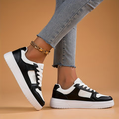 Women's Contrast Skate Shoes Lace Up Sneakers