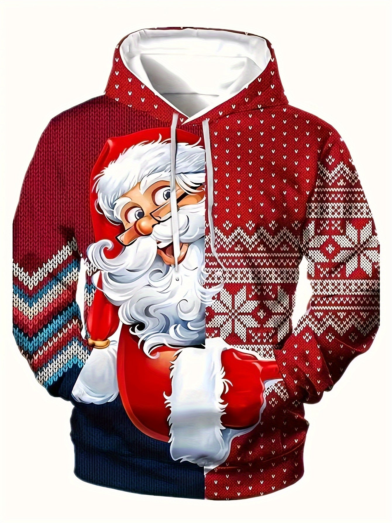 Christmas Santa Claus Print Hoodie Men's Pullover Hooded Sweatshirt