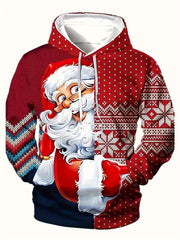 Christmas Santa Claus Print Hoodie Men's Pullover Hooded Sweatshirt