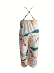  Boho Loungewear Set Floral V-Neck Cami Top & Pants Pajama Set