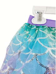 Girls Fish Scale Print Tutu Skirt for Summer Party