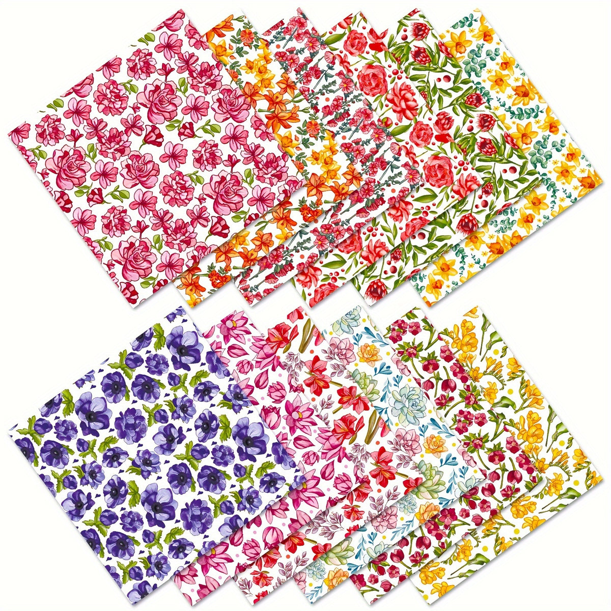 12pcs Flower Series Brochure Material Paper for DIY Photo Album Scrapbook