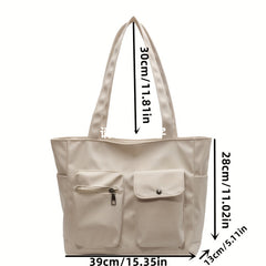 Casual Pocket Tote Bag Shoulder Handbag for Work School Travel