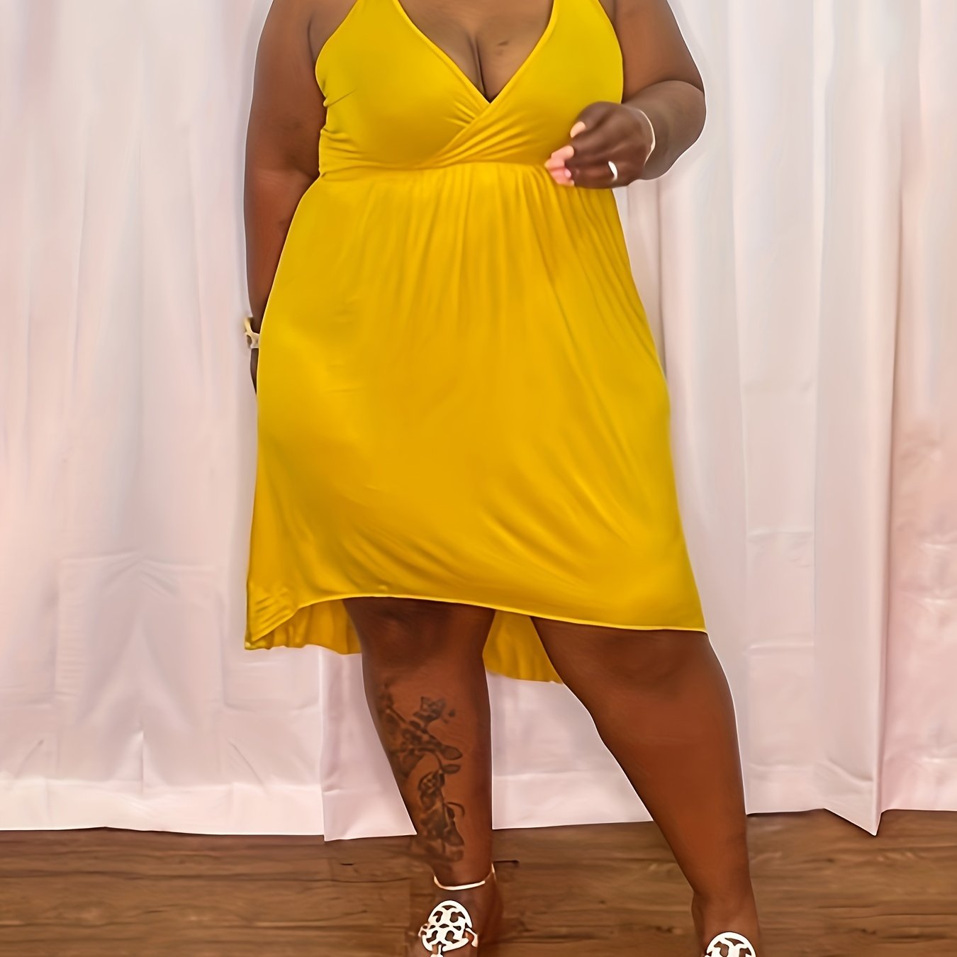  Women's Sexy V Neck Spaghetti Strap Dress