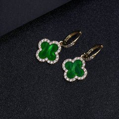 Men's Diamond Studded Earrings Clover Zircon