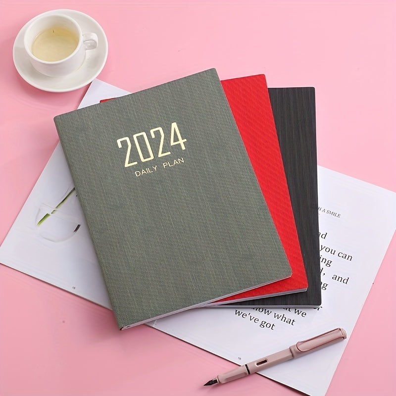A4 English Schedule Book Leather Thin Section Weekly Calendar Notebook