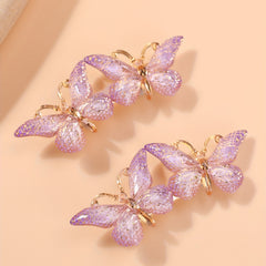 2pcs Y2K Gradient Butterfly Hair Clips, Acrylic Hair Accessories for Women