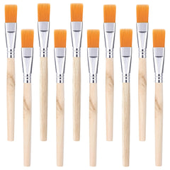 10pcs Flat Paintbrushes Wooden Handle Craft Watercolor Small Brush Set Art