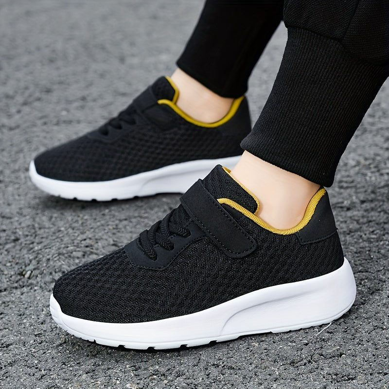 Boys' Ultralight Cushioned Sneakers Hook Loop Fastener Breathable Non Slip Shoes