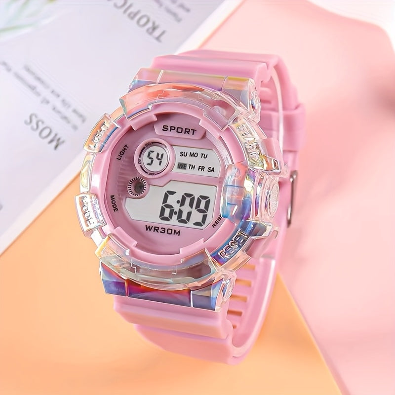 Unicorn Gradient Sport Watch Digital Display Date Calendar & Alarm