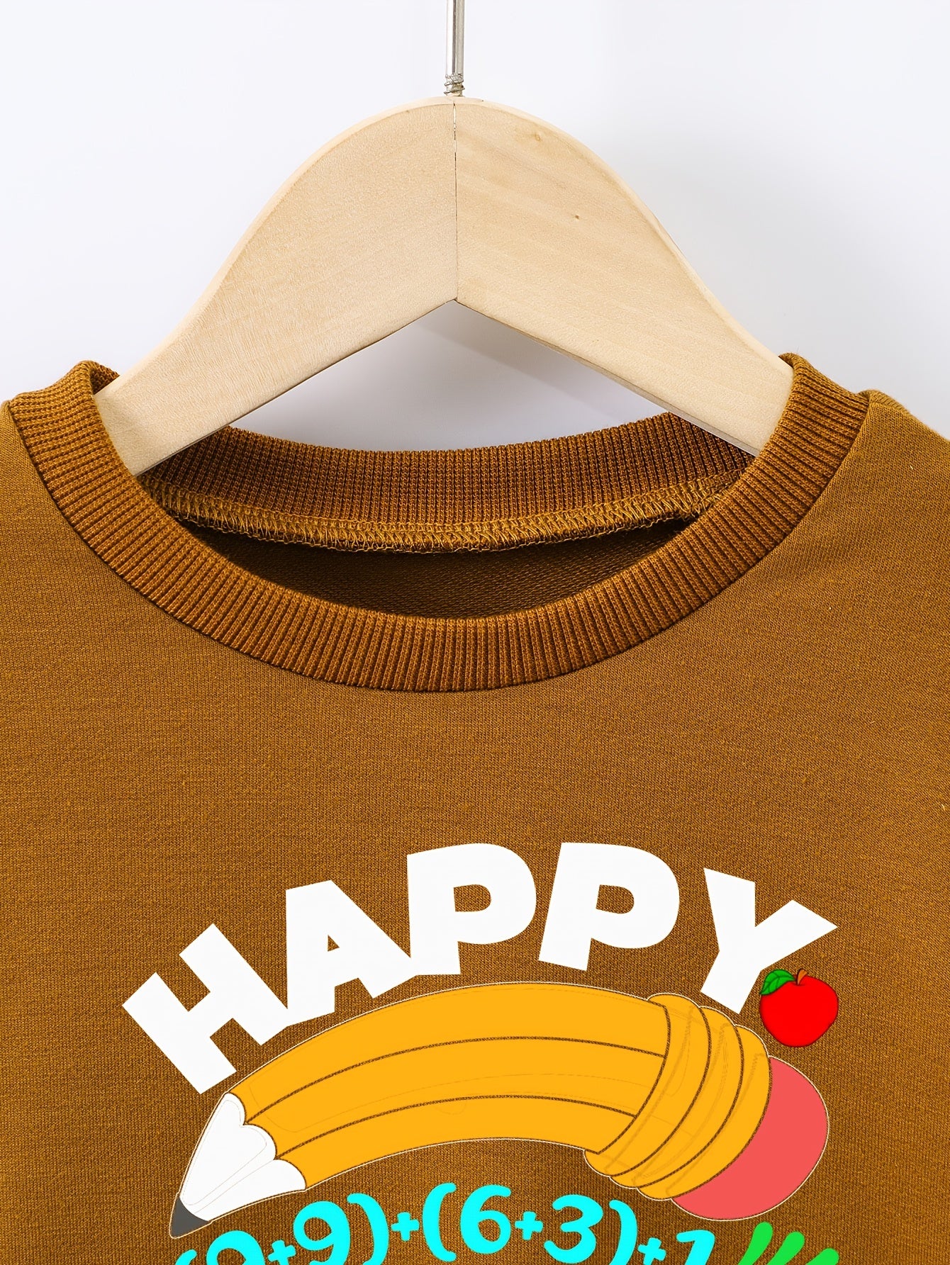Boys Cartoon Letter Print Happy School Sweatshirt
