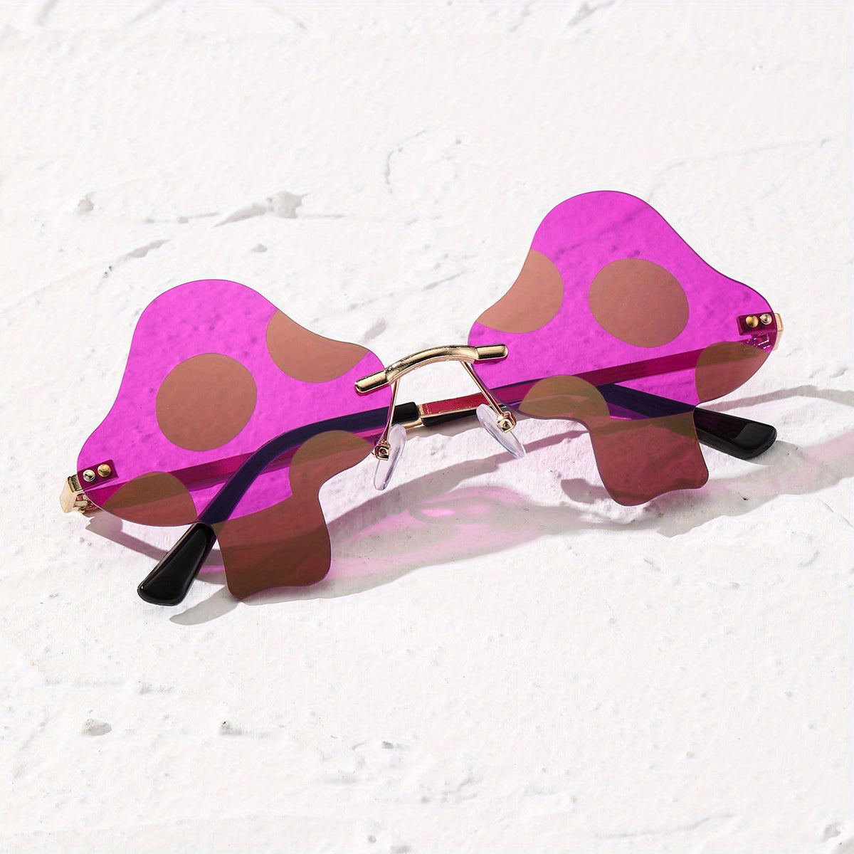 Y2K Mushroom Sunglasses UV400 Kpop Rimless Glasses Beach Party Club