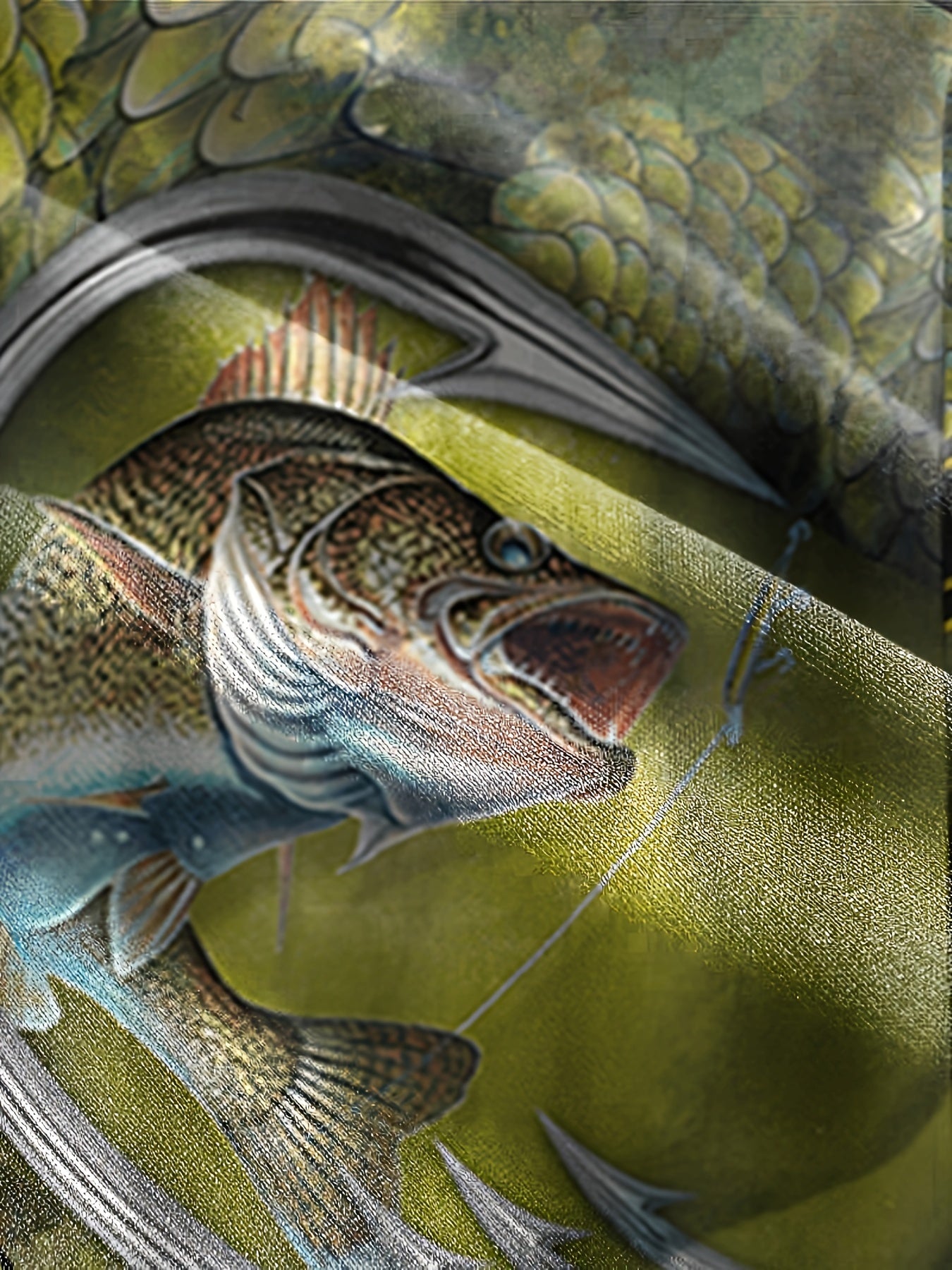 Fish & Fishhook 3D Pattern Men's Outfit: T-shirt & Shorts