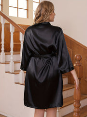  Satin 3/4 Sleeve Robe with Belt