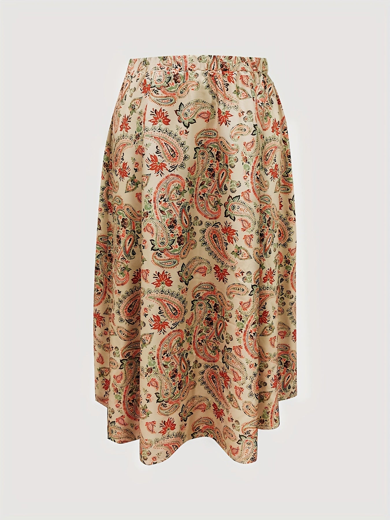 Women's Plus Size Boho Skirt Paisley Print Pleated Retro Skirt