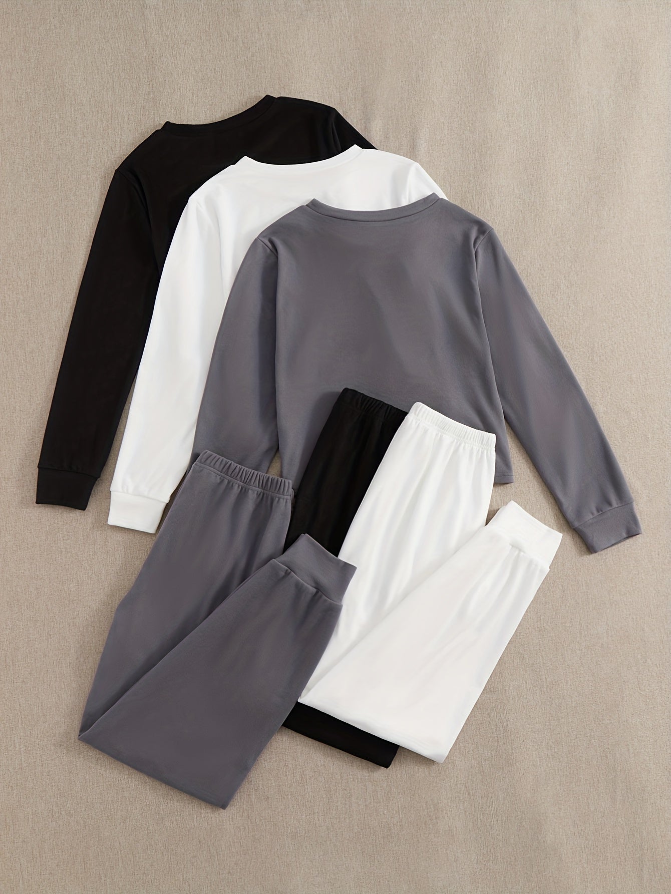 3-Piece Lounge Set Crew Neck Top & Lace Up Pants