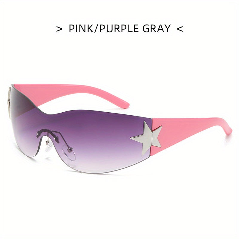 Y2K Rimless Sunglasses Gradient Lens UV400