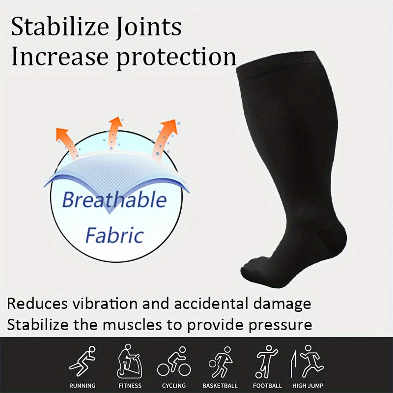 3 Pairs Plus Size Copper Compression Socks for Women & Men 15-20 mmHg