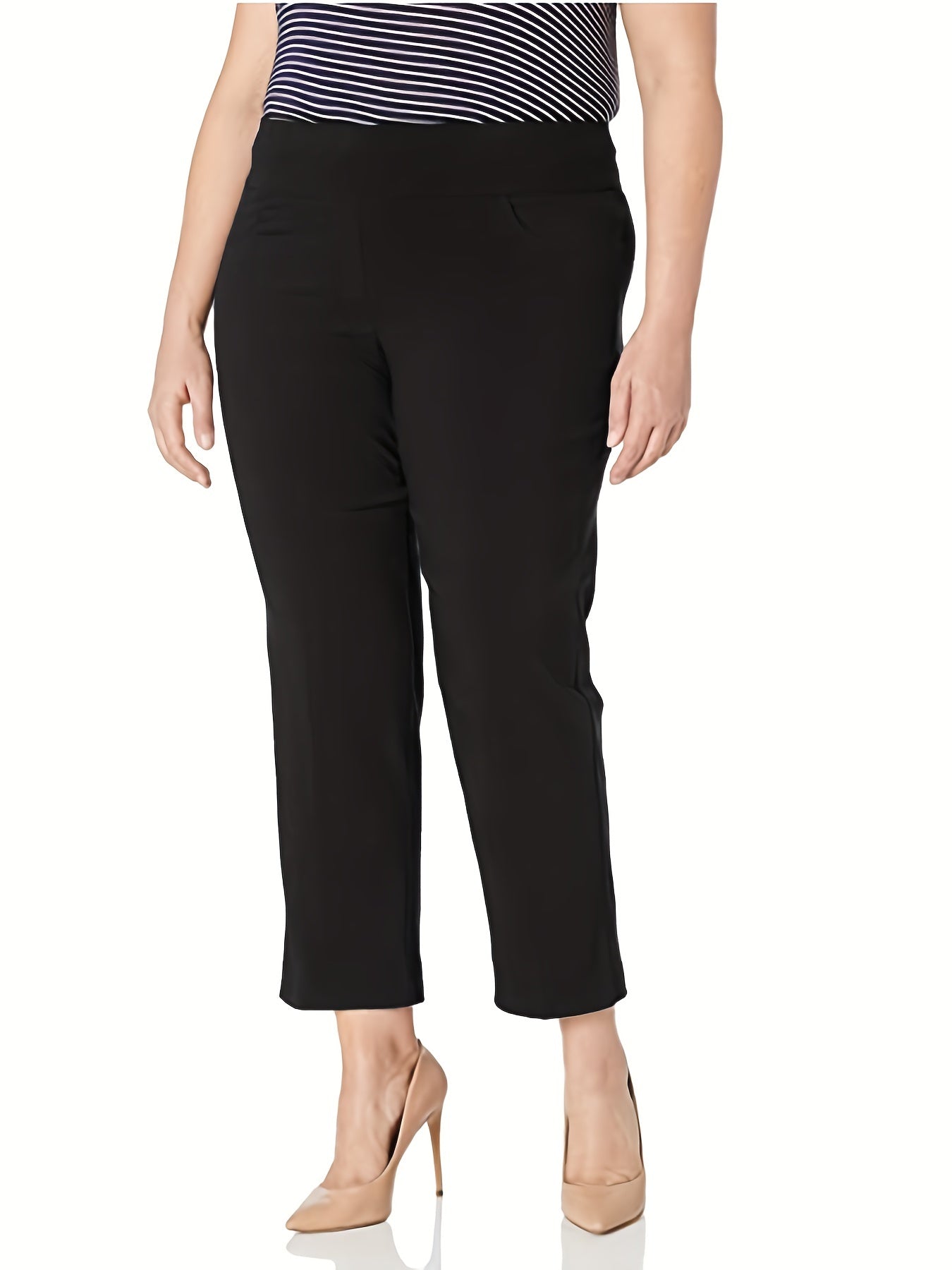  Solid Stretch Workwear Pants - Straight Leg