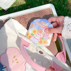 1pc Folding Fan Cartoon Pattern Small Fan Mini Cloth Surface Pocket Fan Portable