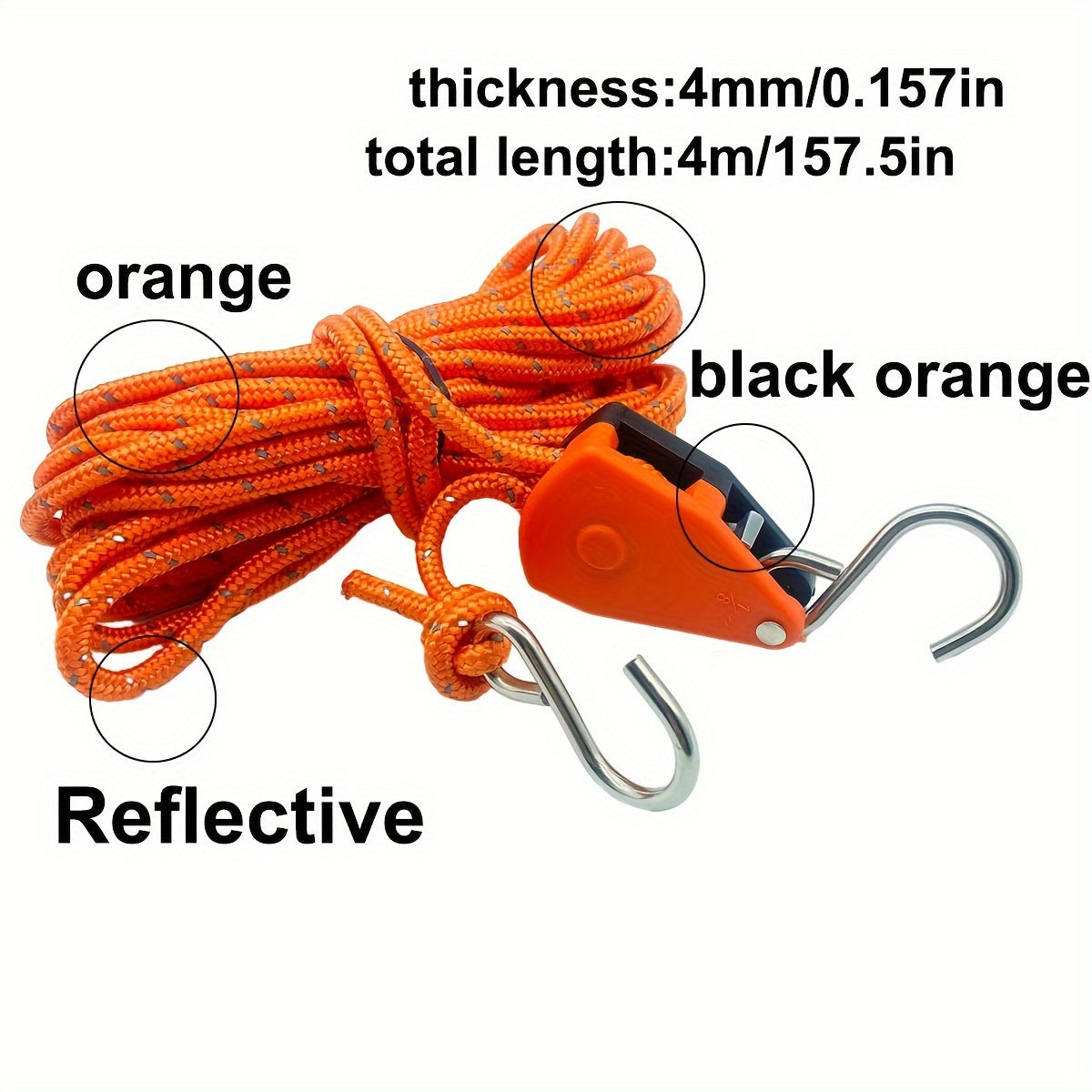 Camping Tent Tie Down Rope Tightener Fastening Pulley Ratchet