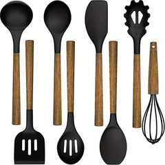 8pcs Silicone Utensil Set Non Stick Cooking Turner Spatula Spoon