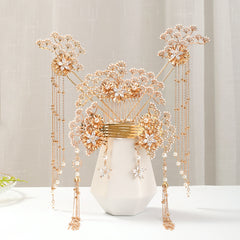 Faux Pearl Crystal Flower Bridal Jewelry Set