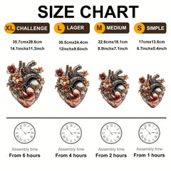 Steampunk Mechanical Heart Wooden Puzzle Floral Gear Brain Teaser for Adults