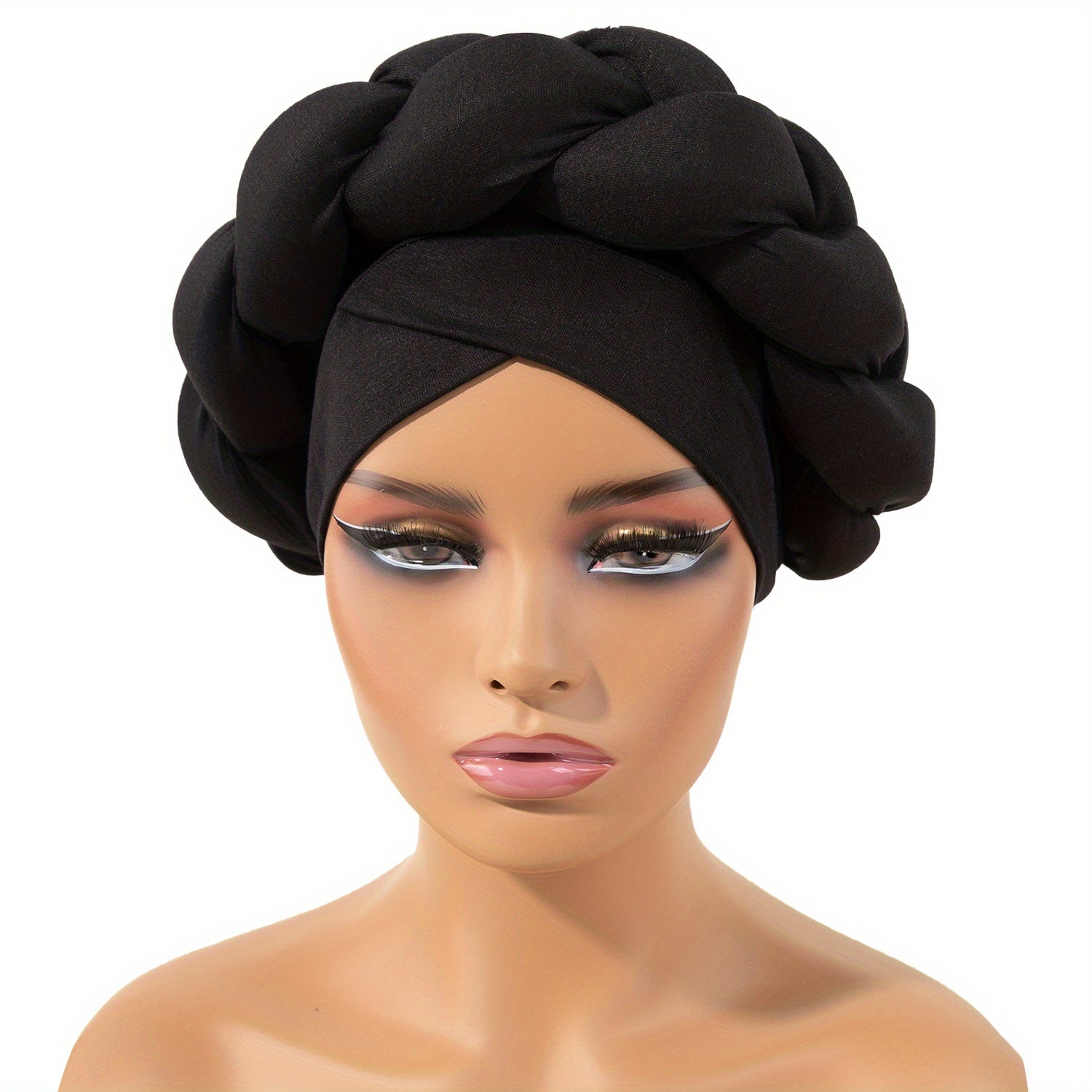 Braid Twist Big Turban Cap Solid Head Wrap Stylish Hijab Head Scarf Women
