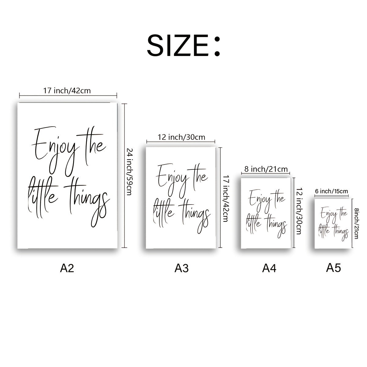 6pcs Artistic Handwriting Font Canvas Wall Art Inspirational Sentence Poster