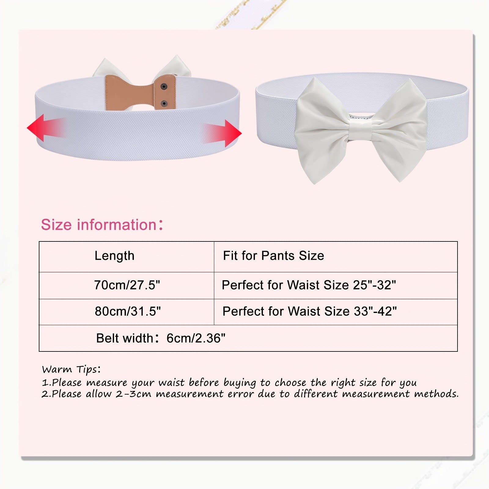Women's Elastic Cinch Belt with Satin Bow