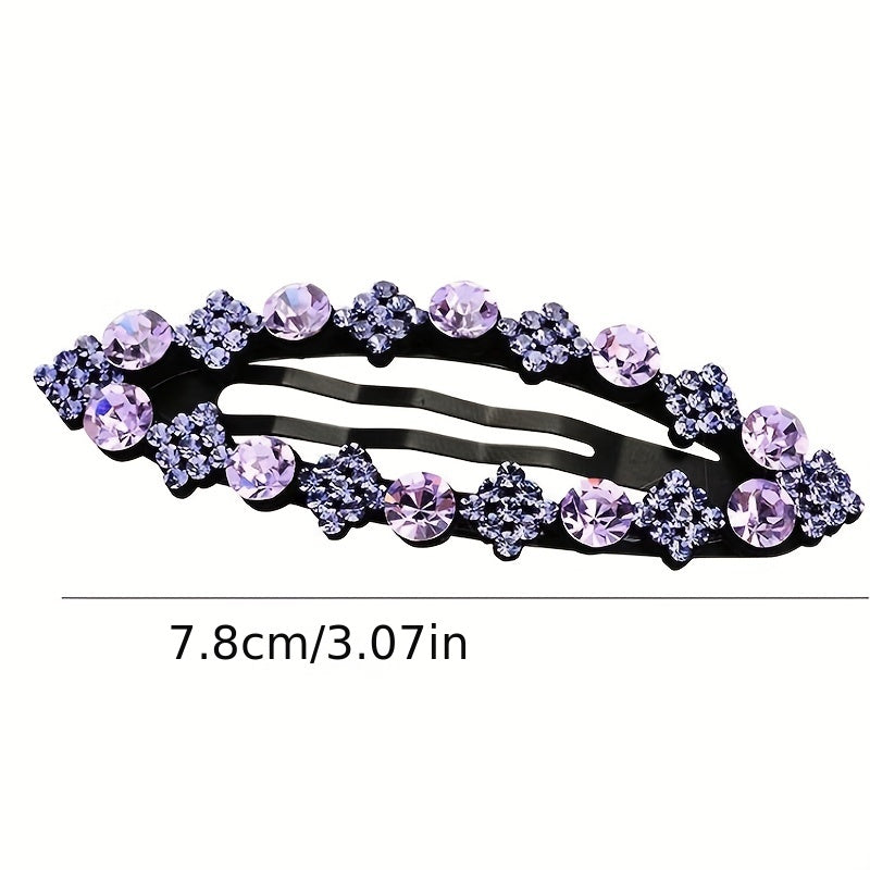 Rhinestone Snap Clip Metal Hairpin for Side Hair Bang Braids