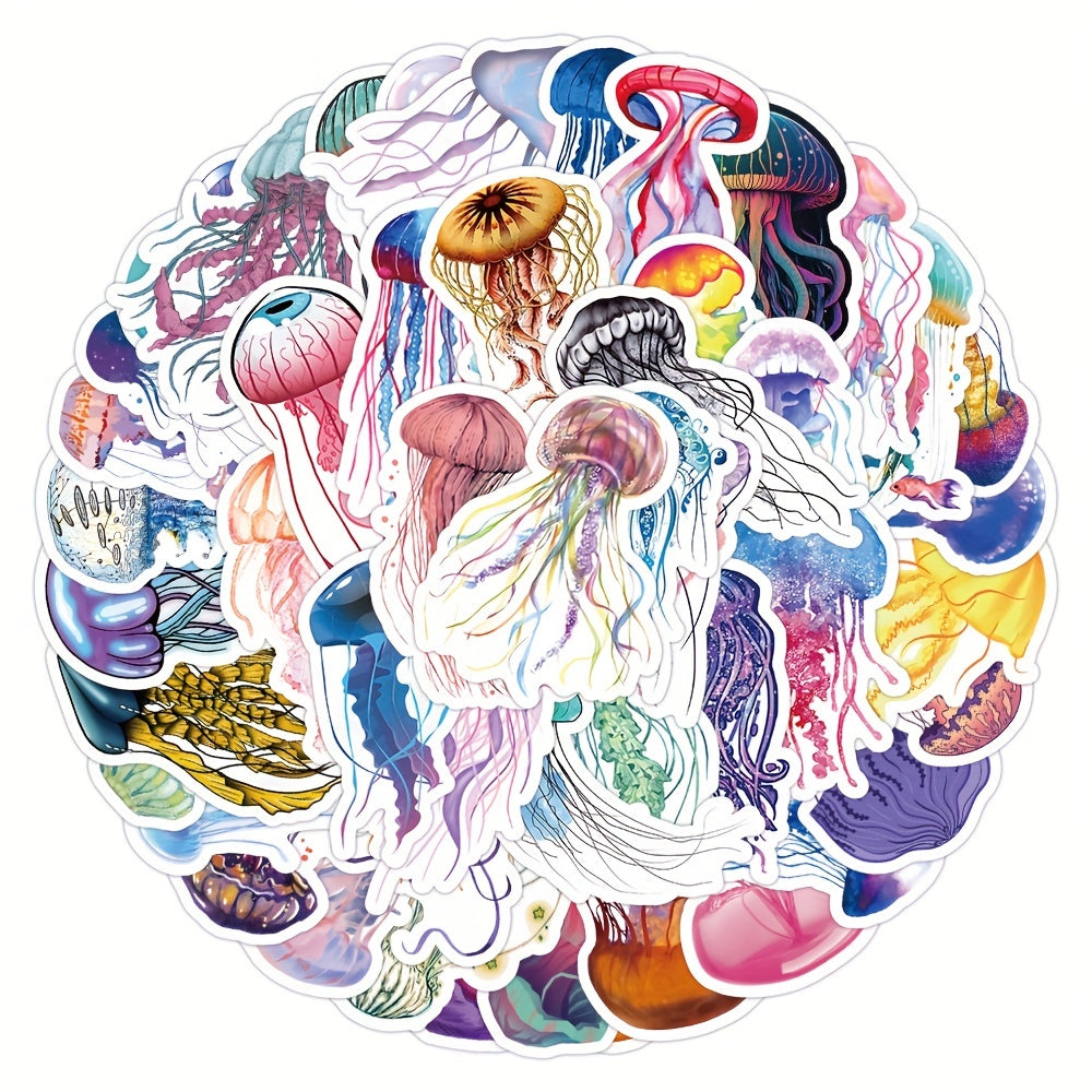 50pcs Deep Sea World Jellyfish Stickers for Scrapbooking Diary Phone Journal