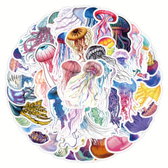 50pcs Deep Sea World Jellyfish Stickers for Scrapbooking Diary Phone Journal